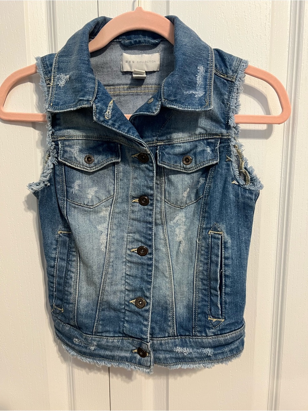 W Collection Frayed Blue Denim Vest